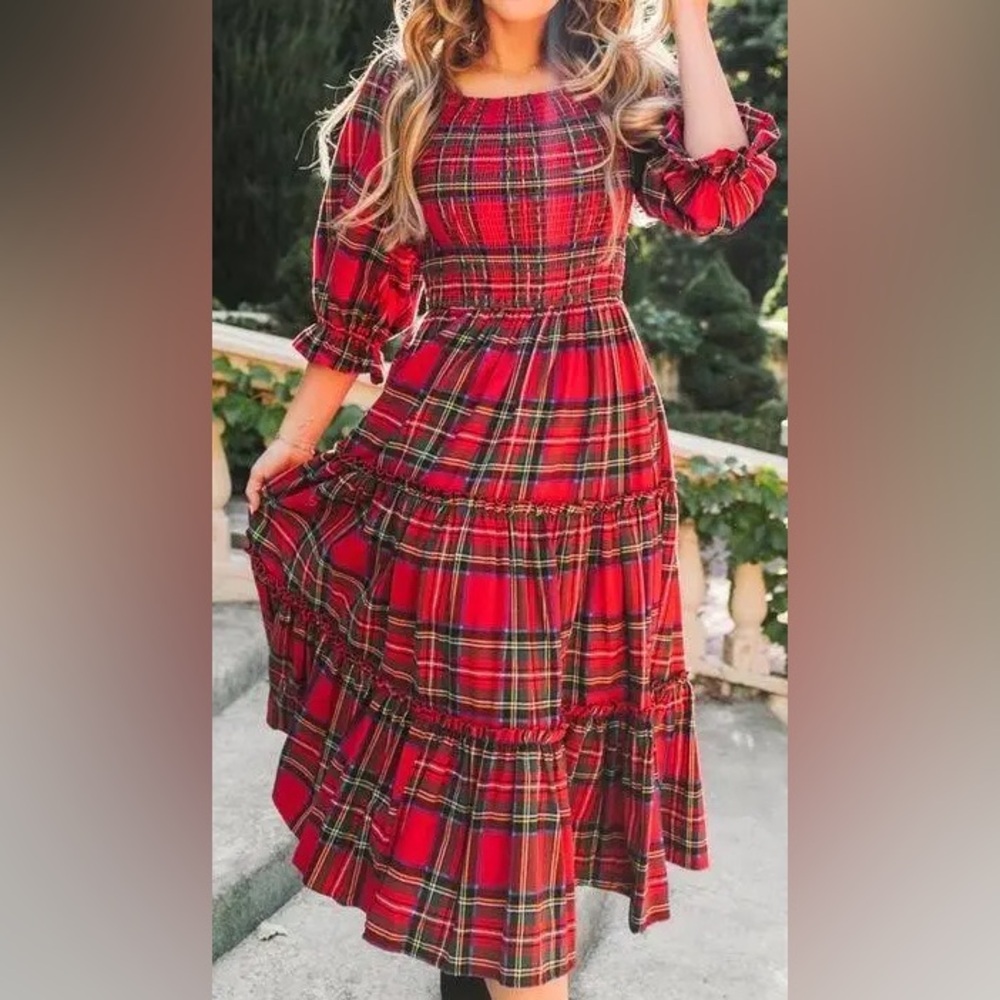 Ivy City Madeline Holiday Red Plaid Women's Dress